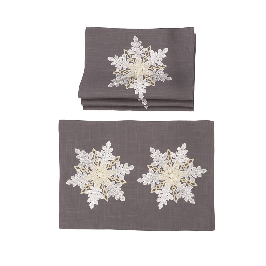 Winter Snowflake Embroidered Placemat - 14 x 20"