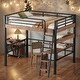 preview thumbnail 10 of 16, Metal Loft Bed with Built-in Desk, Storage Shelf and Ladder, Twin Size Full