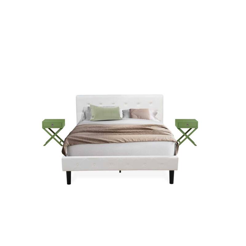 3-Piece Bed Set - Velvet Upholstered Bed Frame with Headboard & Nightstand