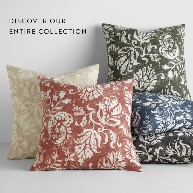 Elegant Patterns Cotton Decor Throw Pillow in Distressed Floral - Navy