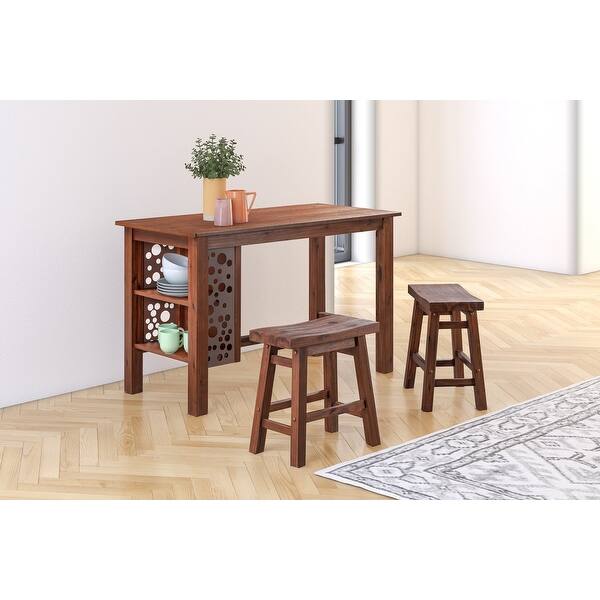 slide 6 of 6, Brittany 2-Tier Rectangular Dining Table - Dining Height Dining Height - Chestnut Wire-Brush