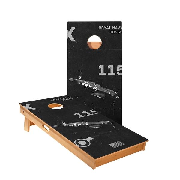 slide 2 of 5, WW2 Plane Cornhole Boards NO Bags - Add Board Lights