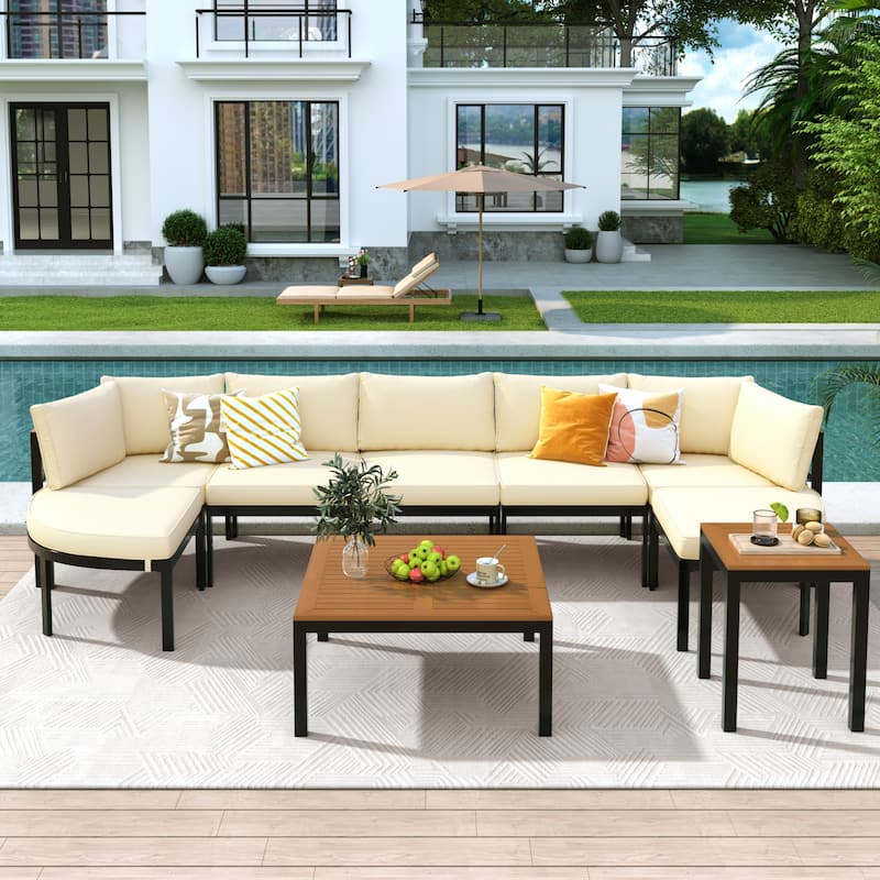 Modern Outdoor Sectional Sofa Set Patio Seating Group Outdoor Conversation Set with Cushions for Patio, Backyard, Garden