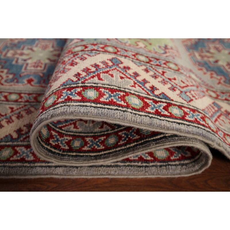 Traditional / Geometric Kazak Oriental Runner Rug Handmade Wool Carpet - 2'7" x 20'1"