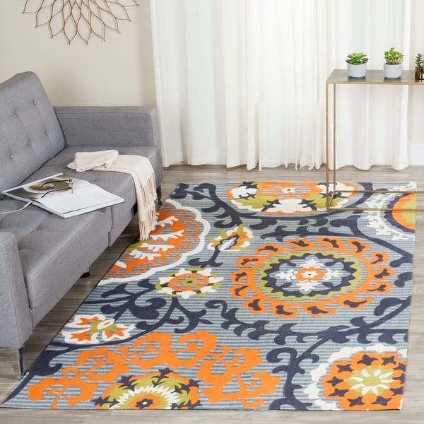 slide 2 of 13, SAFAVIEH Handmade Cedar Brook Theodocia Modern Cotton Rug 4' x 6' - Blue/Orange - Rectangle