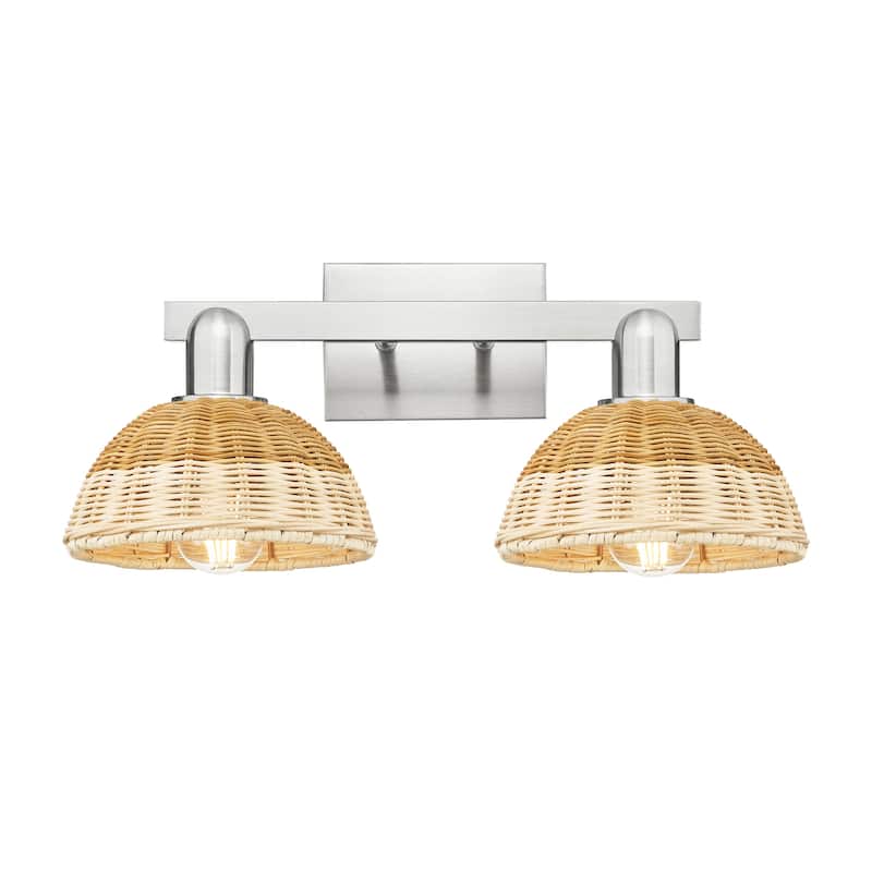 Innovations Lighting 716-2W-11-16 Natural Ballston Dome Vanity 2 - Brushed Satin Nickel / Natural
