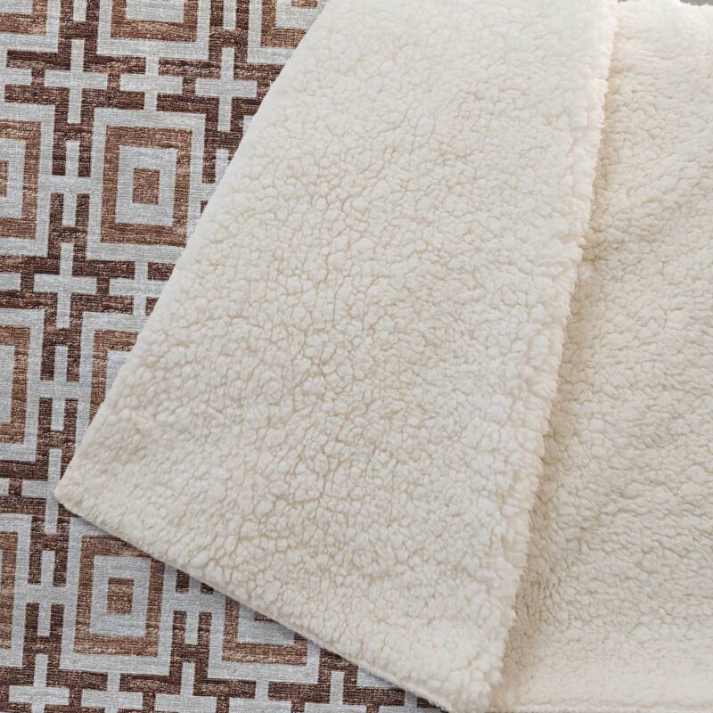Premium Machine Washable ASB139 Modern Geo Sherpa Throw Blanket