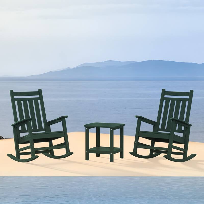 Outdoor Patio HDPE Rocking Chiar, Extra Wide Seat & Backrest