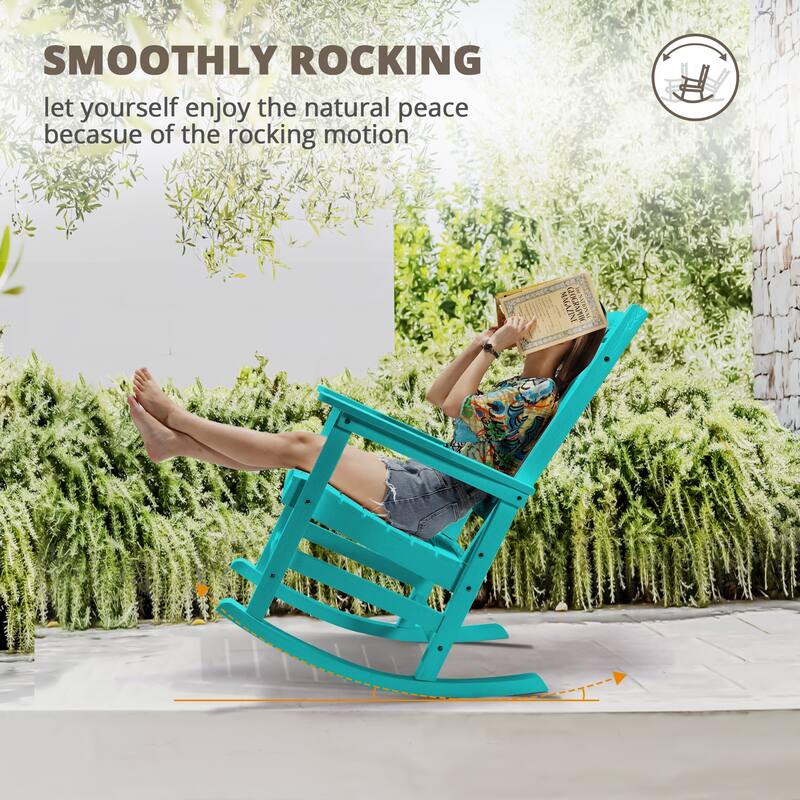 Eco-Friendly Plastic Outdoor Adirondack Rocking Chairs For Porch Set of 2