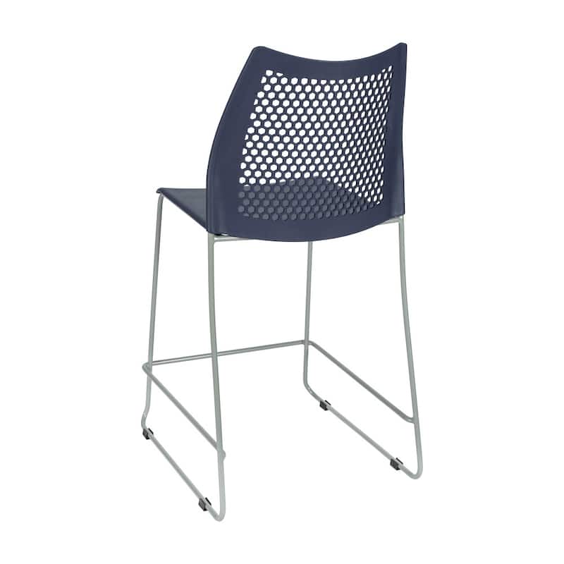 Stackable Sled Base Counterstool with Vented Back and Integrated Footrest - 19.75"W x 22"D x 37.5"H