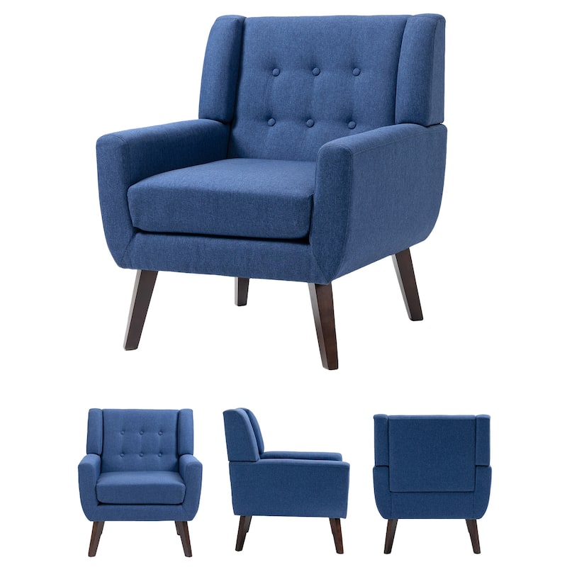 Modern Accent Chair Cotton Linen Upholstered Chair for Living Room