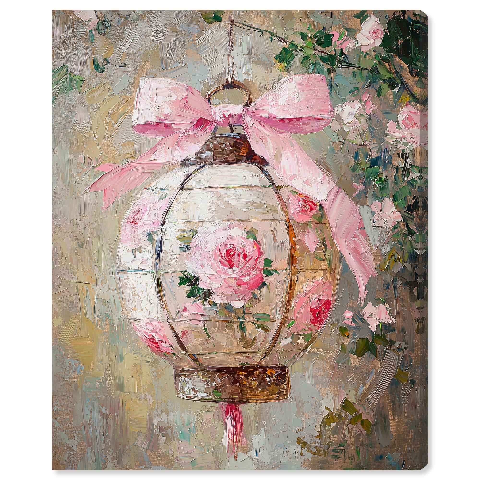 Rose Garden Lantern Canvas by Art Remedy, Gallery Wrapped
