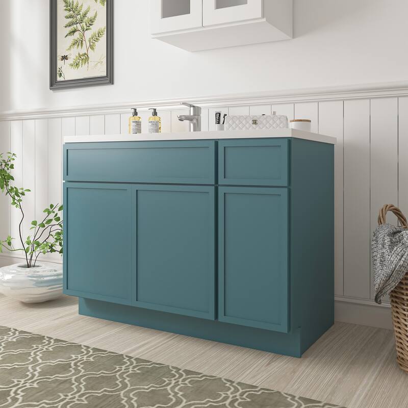 Vanity Art 51" Birch Freestanding Bathroom Vanity Cabinet without Top