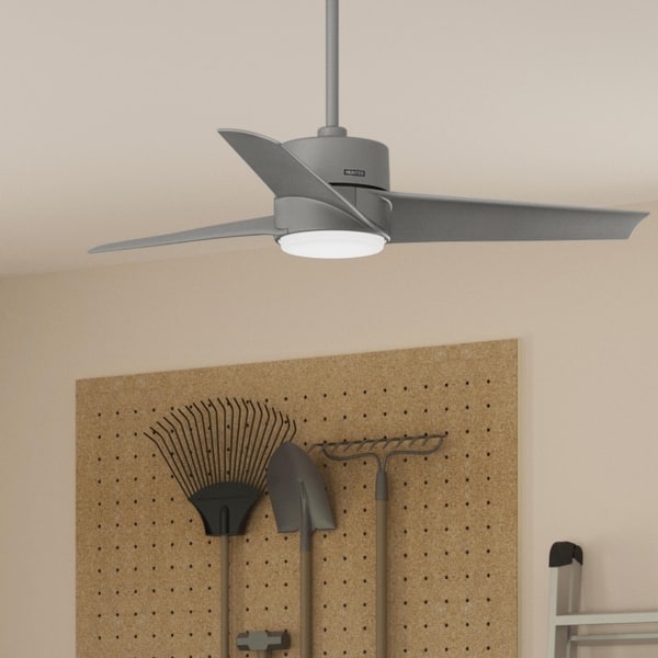 slide 2 of 15, Hunter 54" Havoc WeatherMax Outdoor Ceiling Fan with LED Light Kit and Wall Control Matte Silver