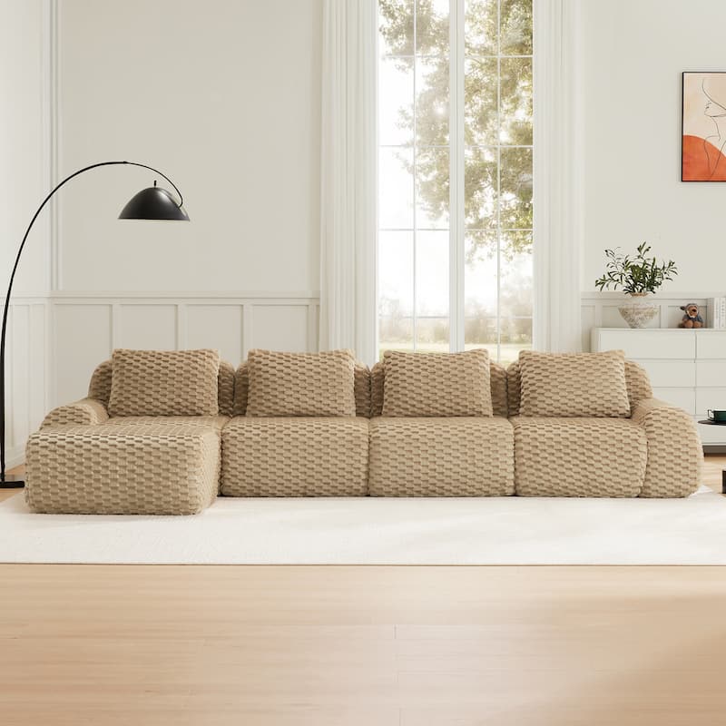 146" Modern L-Shaped Modular Sectional Sofa for Living Room,Oversized 4-Seater Couch,Boneless Sofa,Movable Ottoman