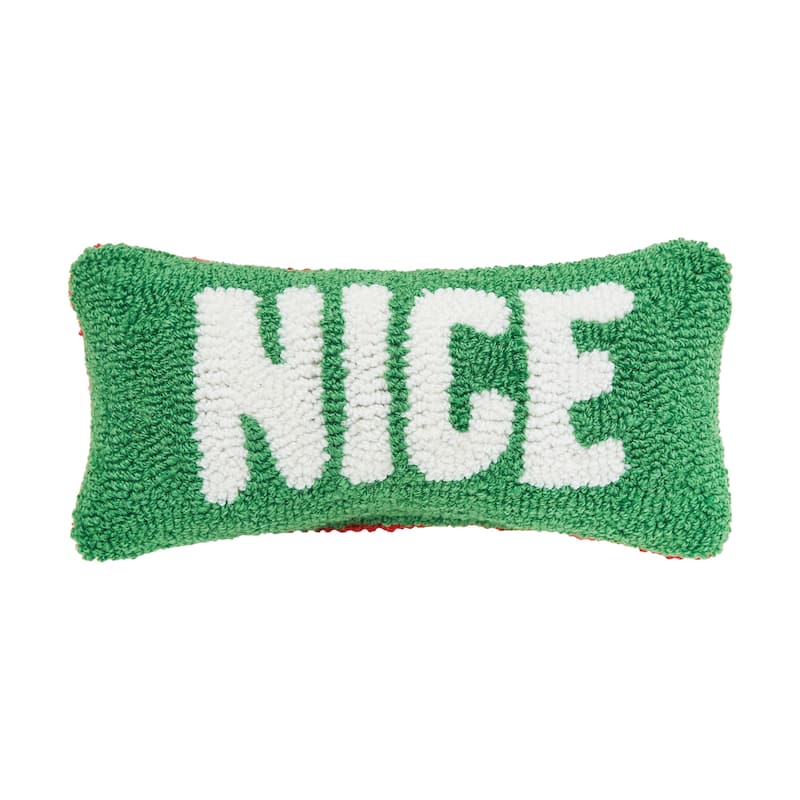 Naughty And Nice Hooked Throw Pillow
