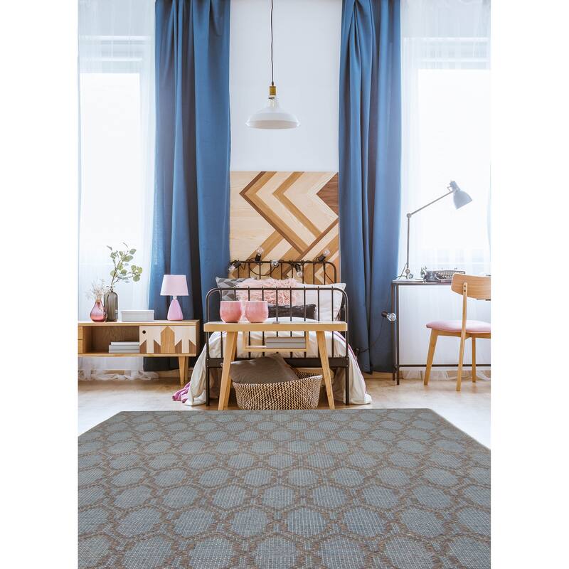 ECARPETGALLERY Braid weave Sienna Blue Wool Rug - 5'1 x 7'3