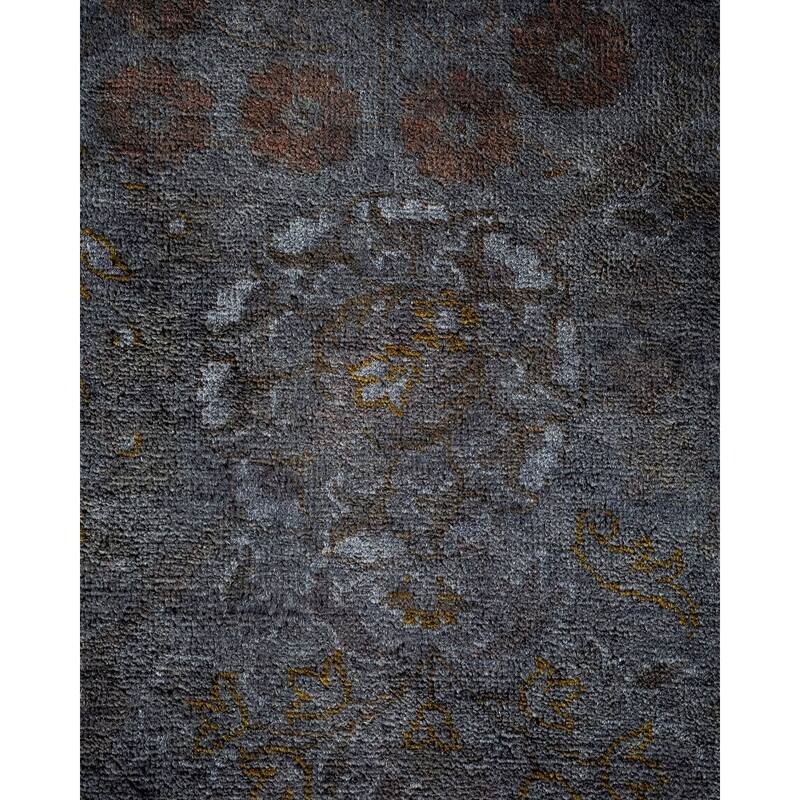 Overton Hand Knotted Wool Vintage Inspired Modern Contemporary Overdyed Gray Area Rug - 8' 1" x 10' 2"