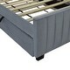 preview thumbnail 9 of 9, Twin Size Velvet Platform Bed with Pull-out Cord Twin Size Trundle, Upholstered Bed with Wooden Support Legs, Grey