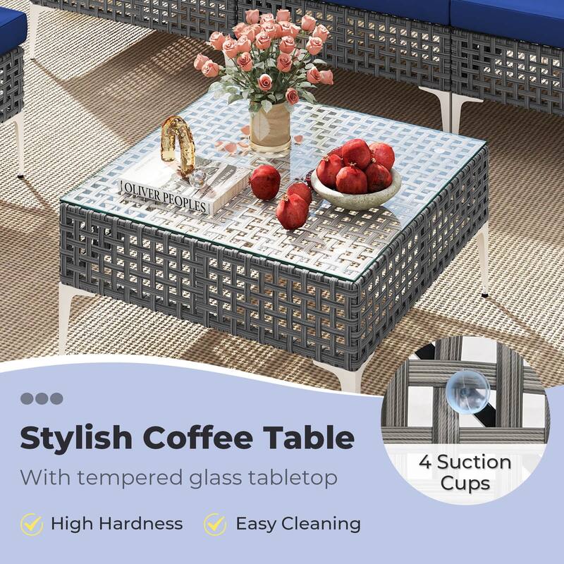 Costway 7 Piece Outdoor Furniture Set with Seat & Back Cushions - See Details