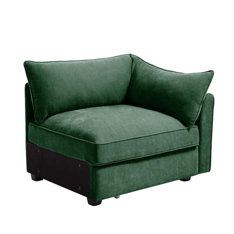 Green Chenille Sofa with Storage and Multiple Configurations