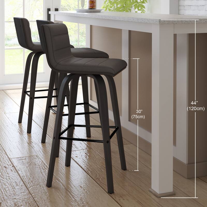 Carson Carrington Ullfors Grey and Black Faux Leather Swivel 30-inch Bar Stool