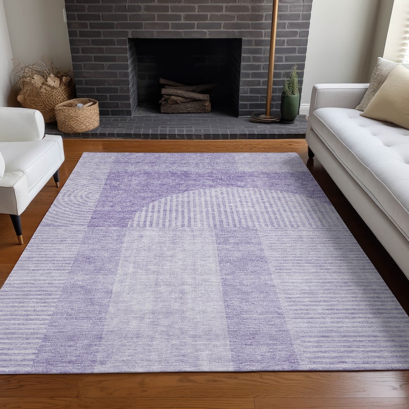 Machine Washable Indoor/ Outdoor Chantille Modern Deco Rug - Lavender - 8' x 10'