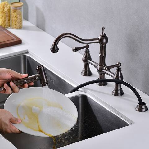 Double Handle Widespread Brass Bathroom Faucet