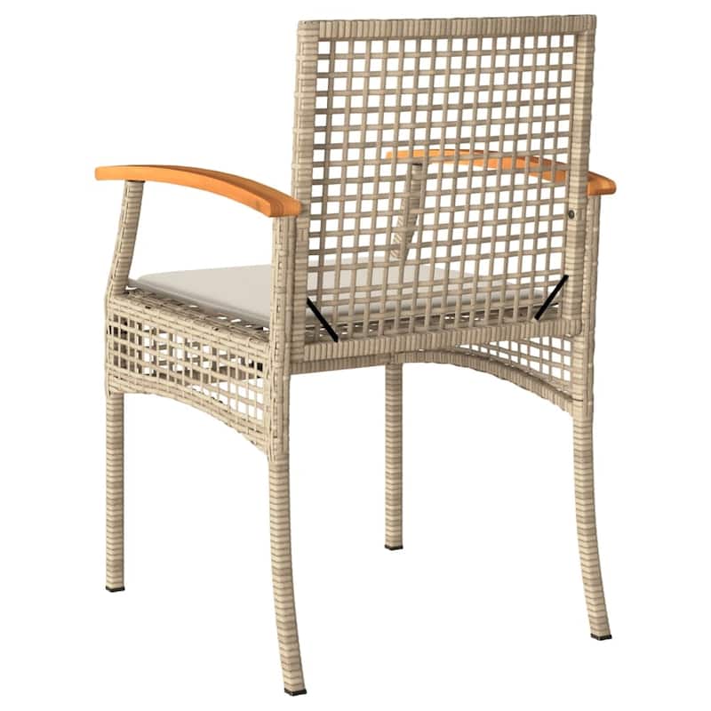 vidaXL Garden Chair Set of 2 Beige and Brown PE rattan Medium - 21.3 x 22.4 x 33.5 in