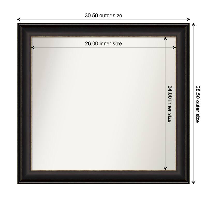 Trio Oil Rubbed Bronze Framed Non-Beveled Custom Wall Mirror, Bathroom Vanity Mirror - Outer Size: 30.5 x 28.5