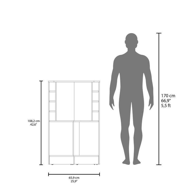 FM FURNITURE Toyei Corner Bar Cabinet with Bottle Rack, Open Shelves, and Hidden Storage, Black