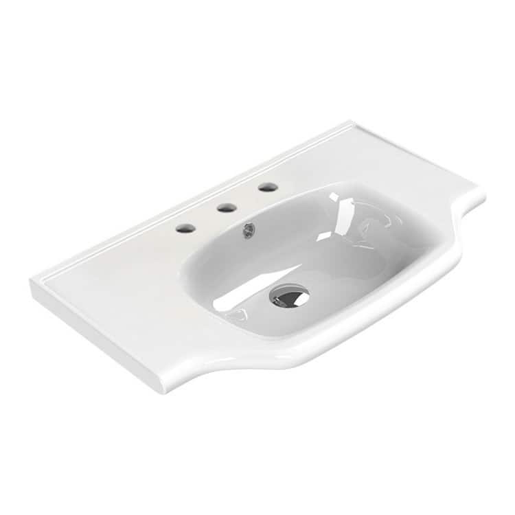 Nameeks Yeni Klasik 31-5/8" Rectangular Ceramic Drop In or Wall - White