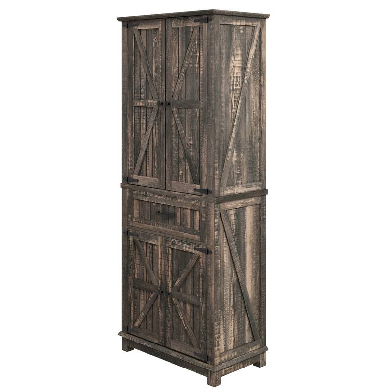 Moasis 64" Farmhouse Tall Kitchen Pantry Storage Cabinet with 2 Drawers & Doors