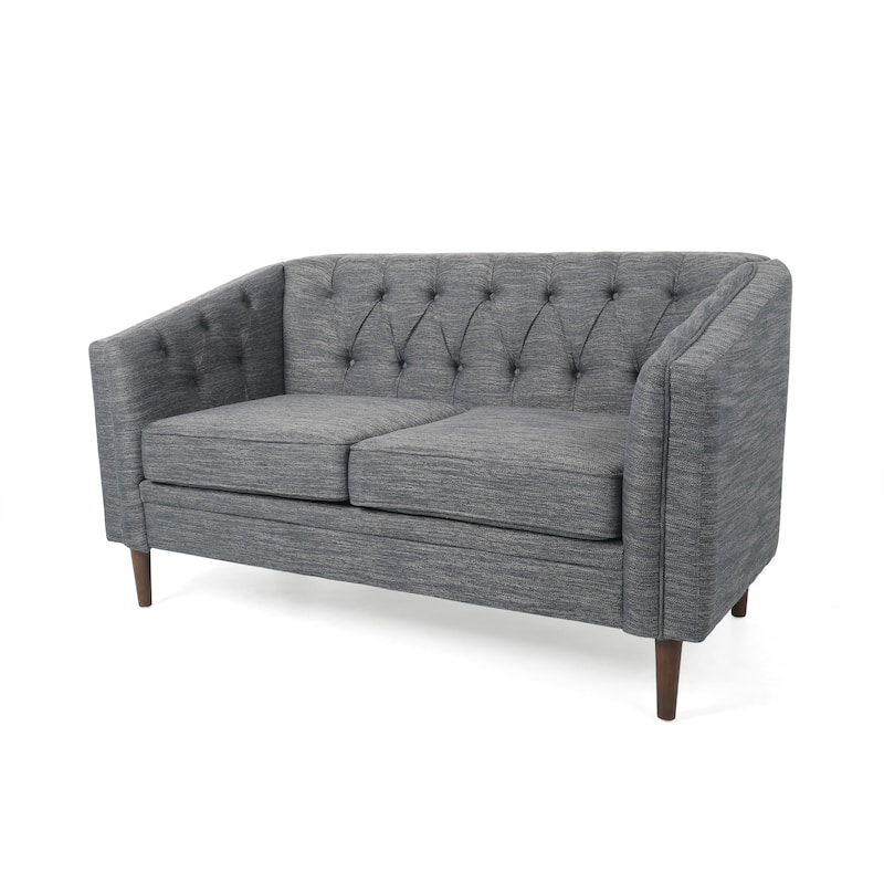 Cantrell Contemporary Faux Leather Tufted Loveseat by Christopher Knight Home