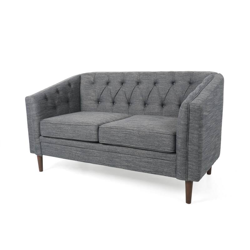 Roomfitters Tufted Upholstered Loveseat Sofa, Compact Modern Couch for Living Room or Office Seating