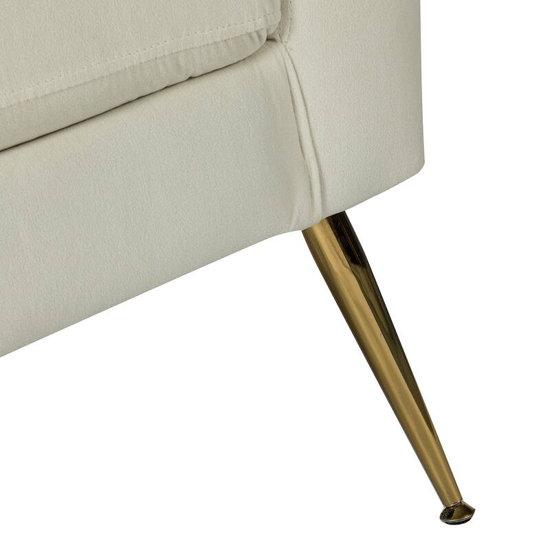 Lilia Contemporary Velvet Upholstered Tufted Back Armchair with Metal Golden legs by HULALA HOME