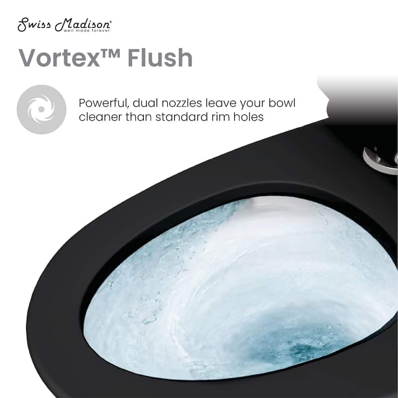 Angers One-Piece Elongated Toilet Left Side Vortex Flush Handle In Matte Black 1.28 Gpf - 27.35" x 15.75" 30.3"