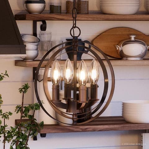 Luxury Industrial Chic Pendant Light, 11.75"H x 10.125"W, with Modern Farmhouse Style, Olde Bronze Finish by Urban Ambiance