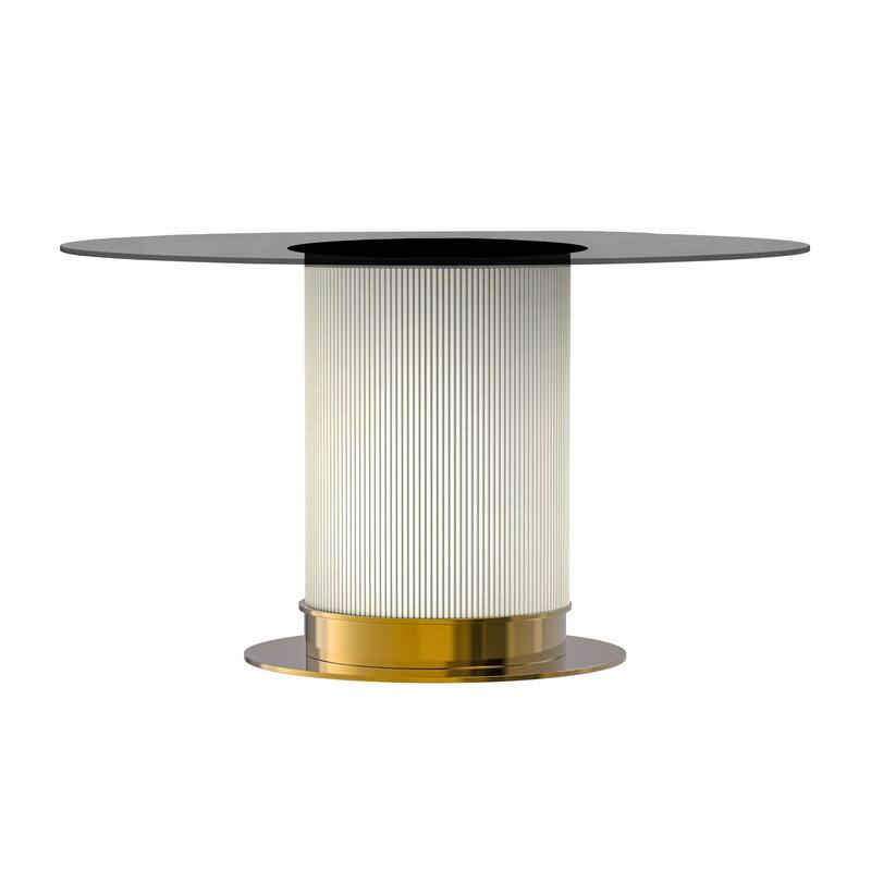 Jexis Round Dining Table with Glass/Sintered Stone Tableop