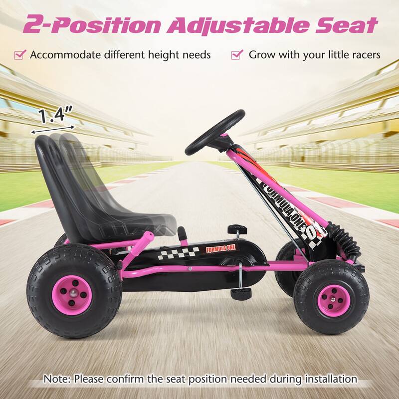 Gymax Kids 4-Wheel Pedal Go Kart w/Clutch & Hand Brake Multi-Terrain