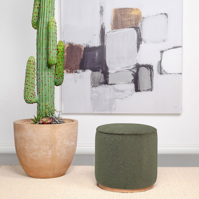 Zena Faux Sheepskin Upholstered Round Ottoman