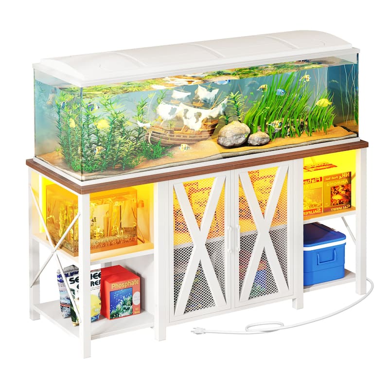 Aquarium Stand Fish Tank Stand For 75-120 Gallon Aquarium Tank with LED Light