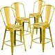 preview thumbnail 19 of 22, Distressed Metal Indoor/ Outdoor 24-inch Counter Stools (Set of 4) Yellow