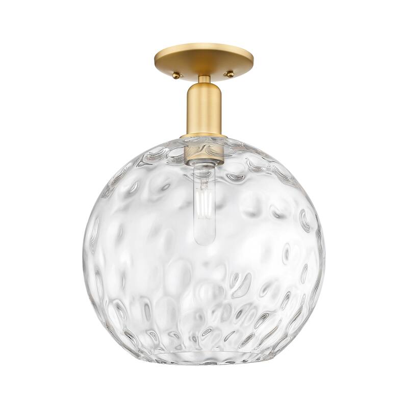 Innovations Lighting Endless Possibilities Arcadia - Athens Water Glass - 1 Light 12" Semi-Flush Mount - Satin Gold