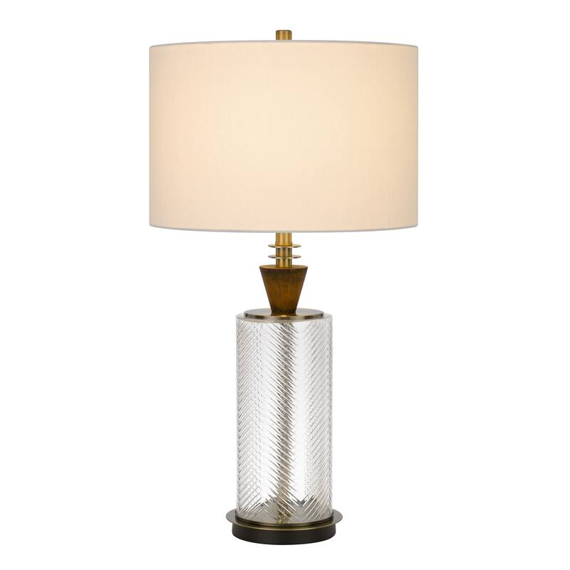 Black Metal Table Lamp with White Empire Shade and 3 Way Socket Switch - 16” x 16” x 30.25” (D x W x H) - Black-White