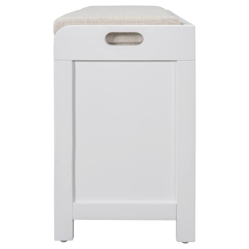 Storage Bench with Removable Basket and 2 Drawers, Removable Cushion