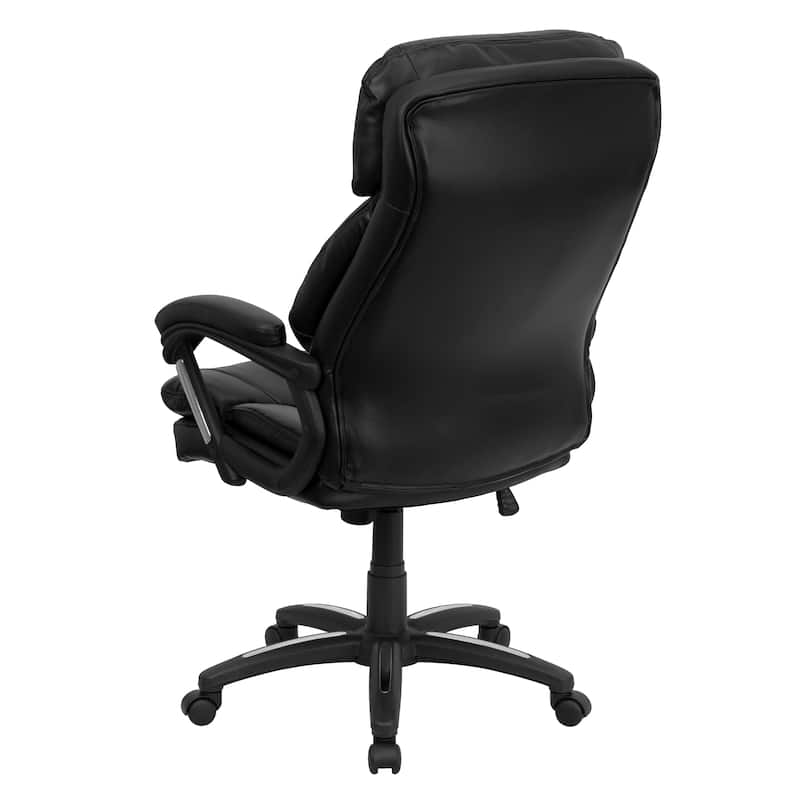 High Back LeatherSoft Ergonomic Chair w/Plush Headrest, Extensive Padding - Black