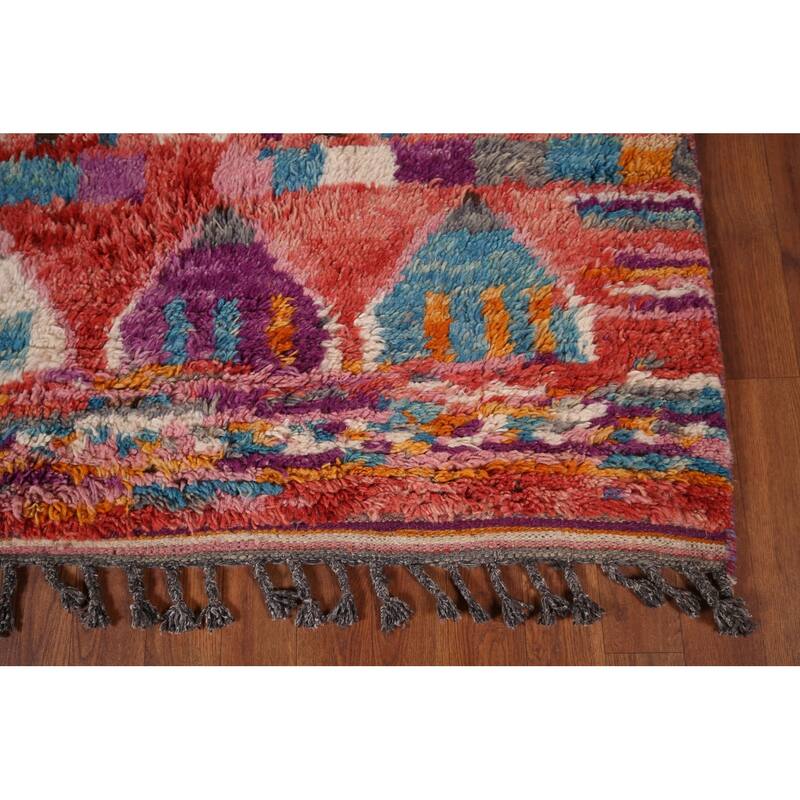 All-Over Geometric Plush Moroccan Area Rug Hand-Knotted Wool Carpet - 6'1"x 10'2"