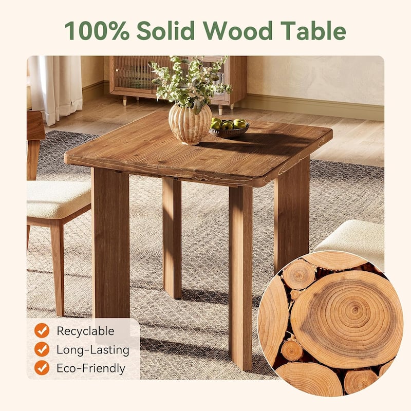 31.5-Inch Solid Wood Square Dining Table with Sturdy Legs for Dinner