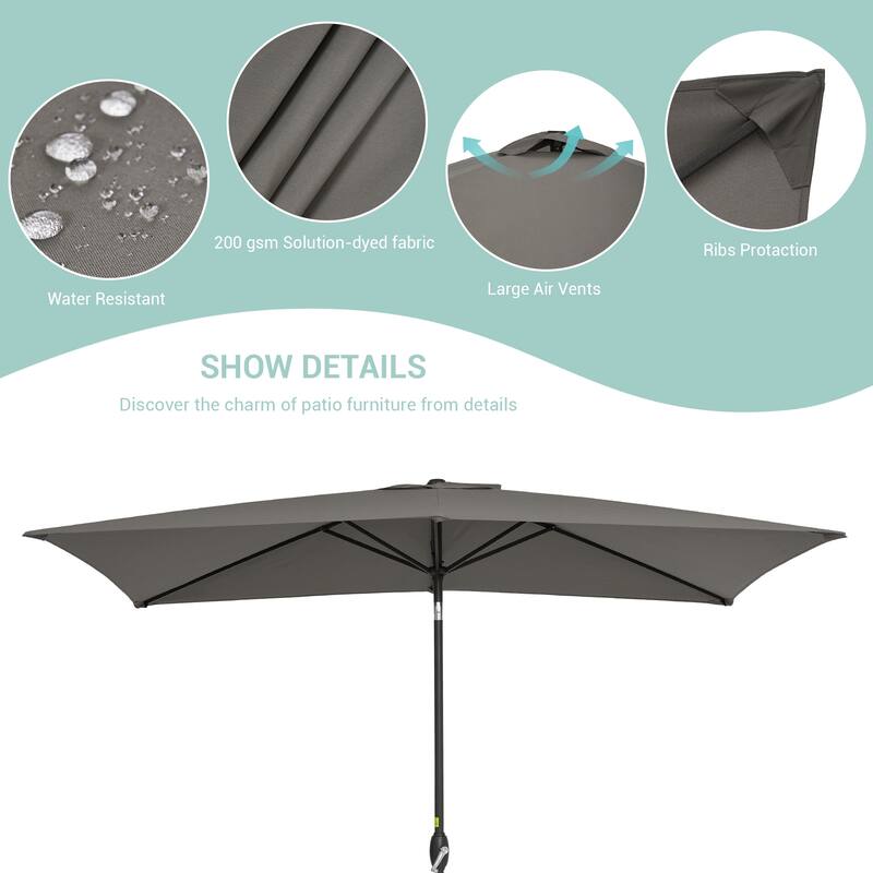 AOOLIMICS 10×6.5FT Rectangular Patio Umbrella with UV Protection, Easy Tilt, and Wind-Resistant Features